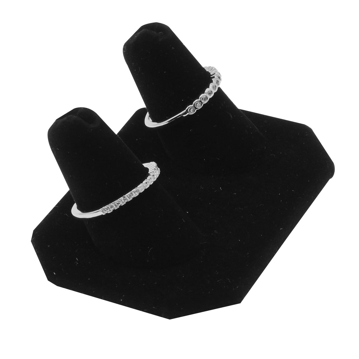 Black Velvet 2-Ring Display Stand, 1-1/4" Tall