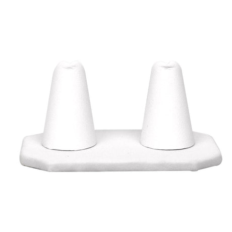 White Leatherette Dual Jewelry Ring Display Stand