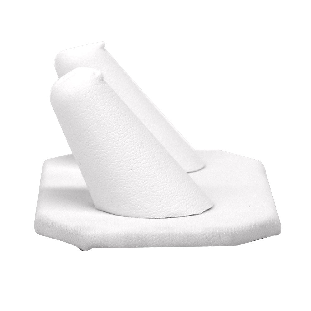 White Leatherette Dual Jewelry Ring Display Stand