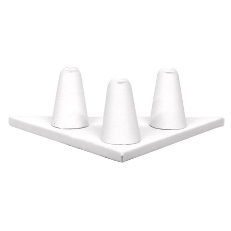 White Leatherette 3 Finger Jewelry Ring Display