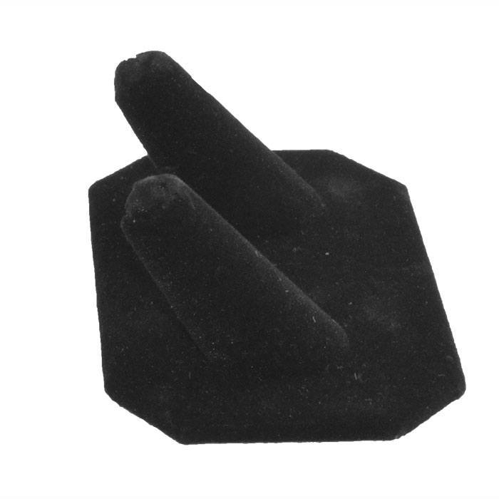 Black Velvet Dual Finger Jewelry Ring Display, 1-1/4" Tall