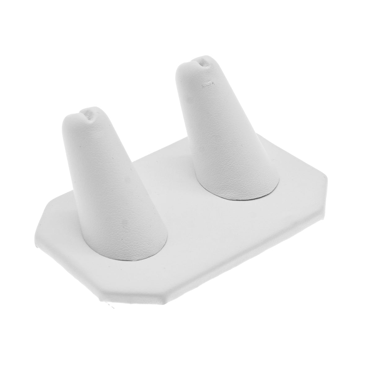 White Leatherette Dual Jewelry Ring Display Stand