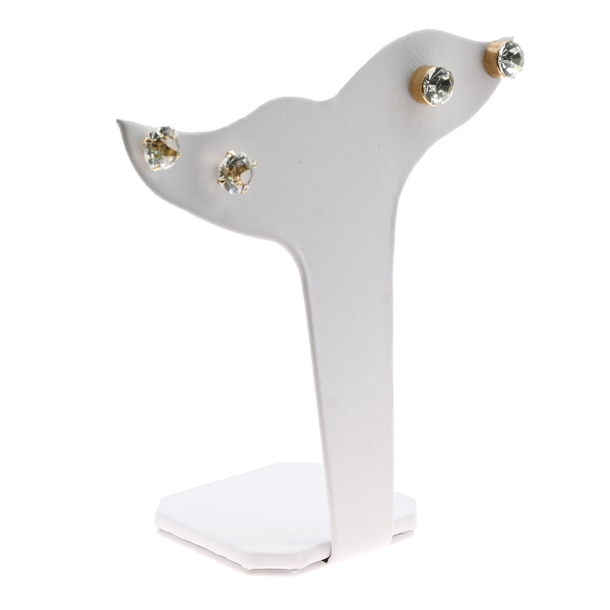 Curved White Leatherette Jewelry Earring Stand
