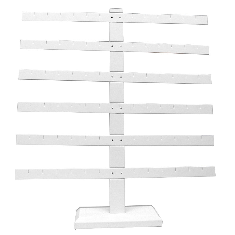 White Leatherette 6 Tier Jewelry Earring Display Stand