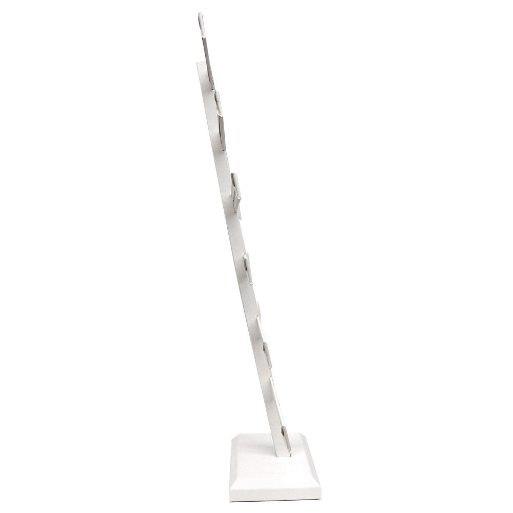 White Leatherette 6 Tier Jewelry Earring Display Stand
