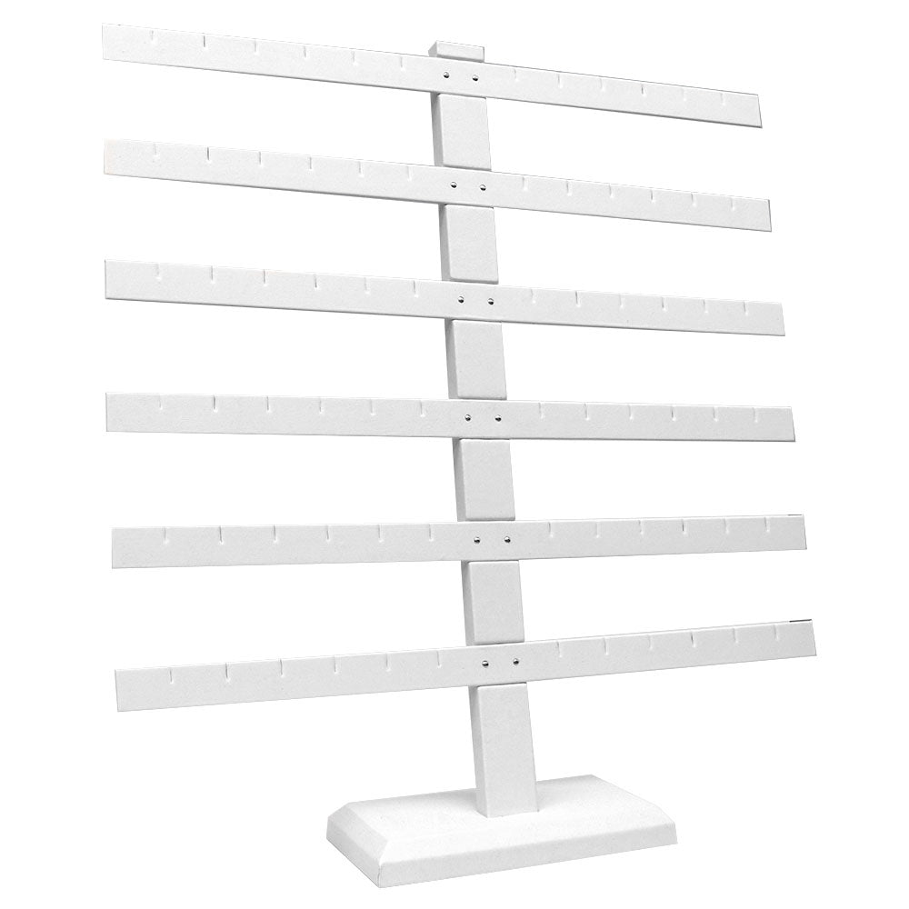 White Leatherette 6 Tier Jewelry Earring Display Stand