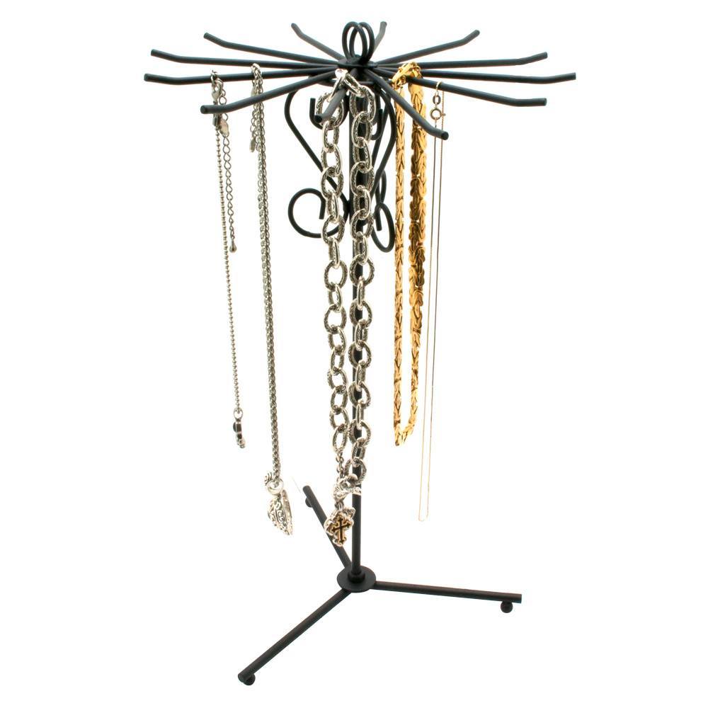 Black Metal Rotating Jewelry Necklace / Chain Display Stand
