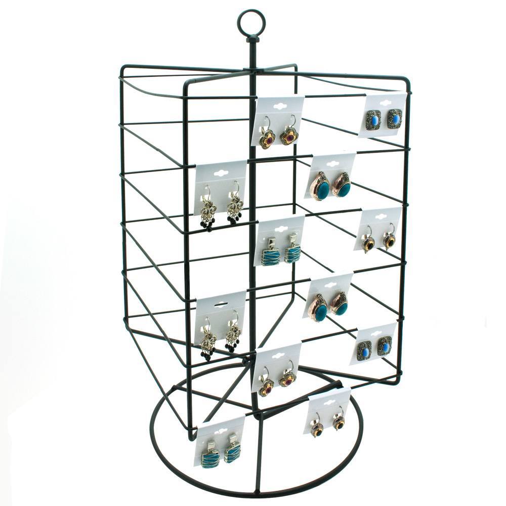 Black Metal Rotating Earring Card Display Holder, 19-1/2" Tall