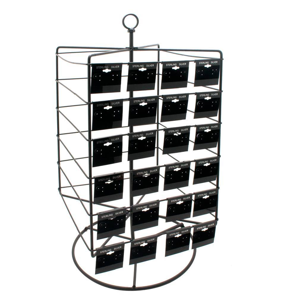 Black Metal Rotating Earring Card Display Holder, 19-1/2" Tall