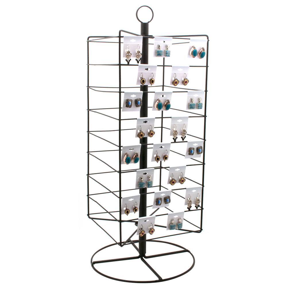 Black Metal Rotating Earring Card Display Holder Stand, 28-1/4" Tall