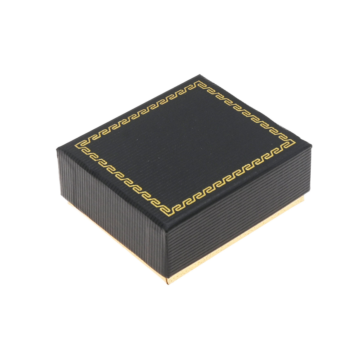 Black & Gold Two-Piece Jewelry Gift Box with Velvet Lining - 2-1/8" x 2-1/8" x 1-1/8" H