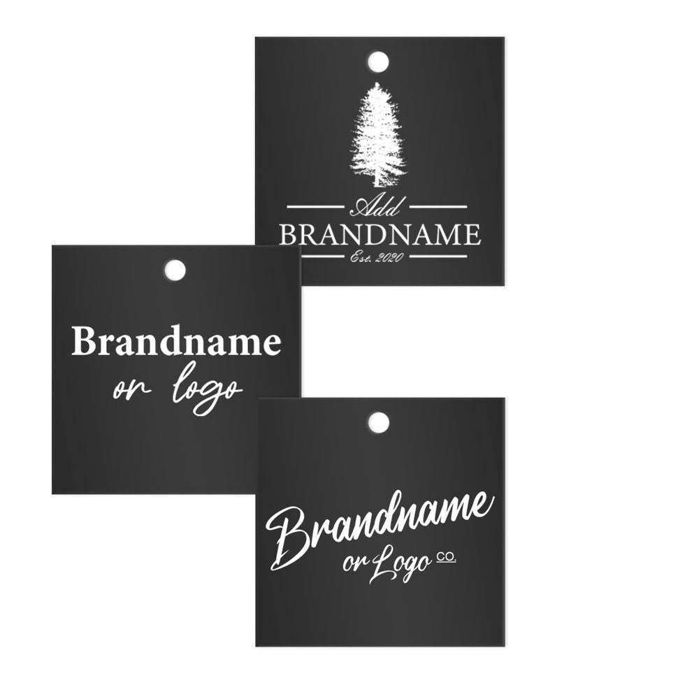 Matte Black Custom Hang Tag Square - 2" x 2" (100 pcs)