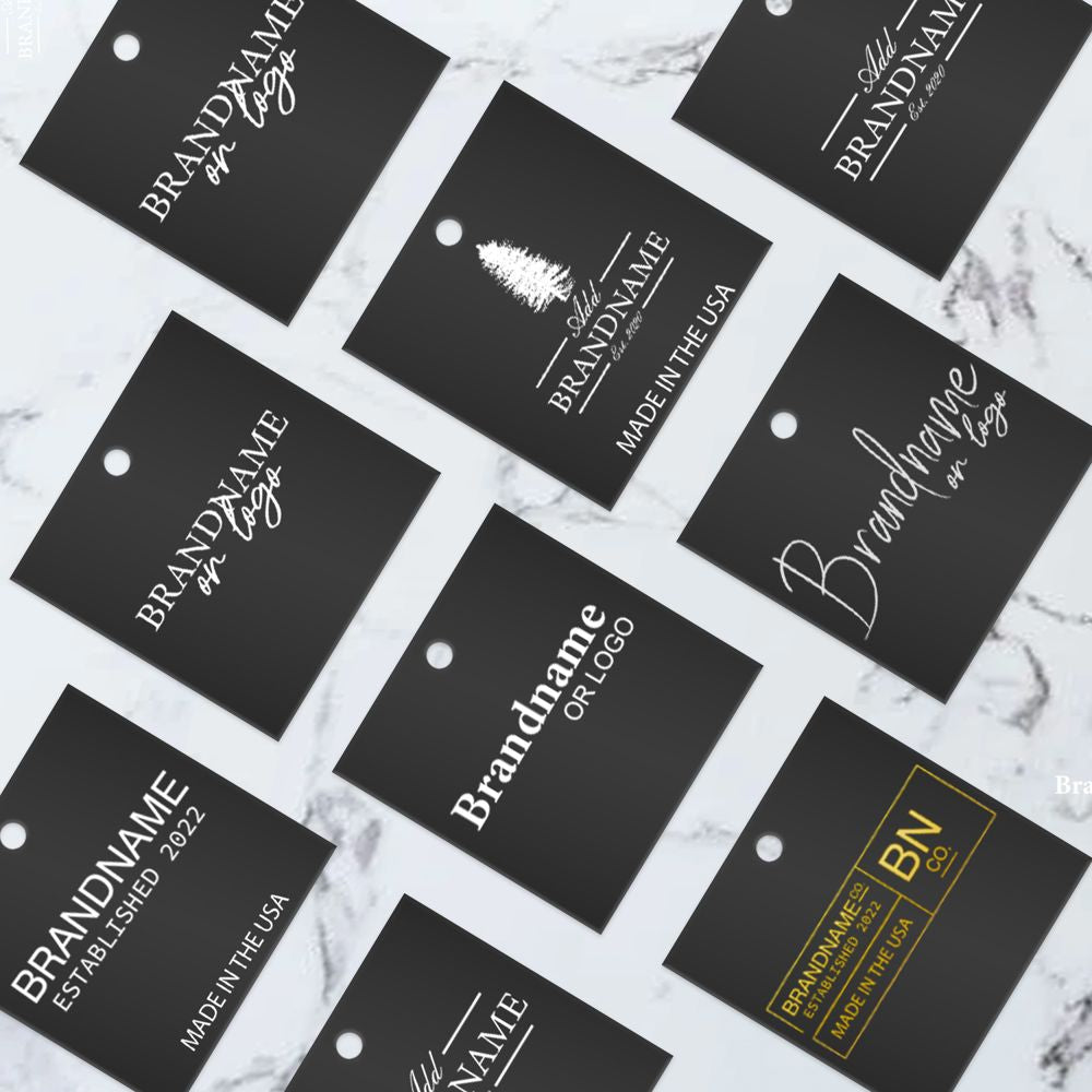 Matte Black Custom Hang Tag Square - 2" x 2" (100 pcs)