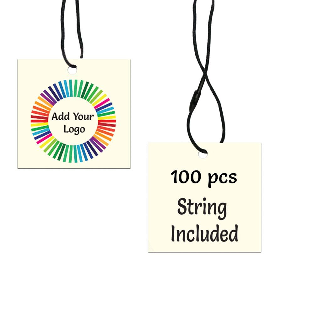 Ivory Custom Hang Tag Square - 2" x 2" (100 pcs)