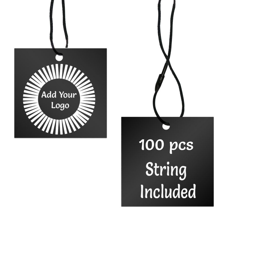 Matte Black Custom Hang Tag Square - 2" x 2" (100 pcs)
