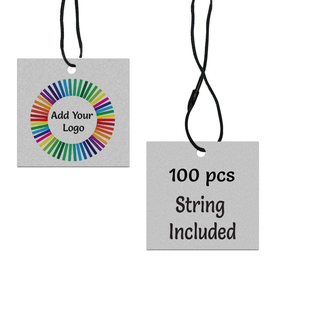 Smoke Grey Custom Hang Tag Square - 2" x 2" (96 pcs)