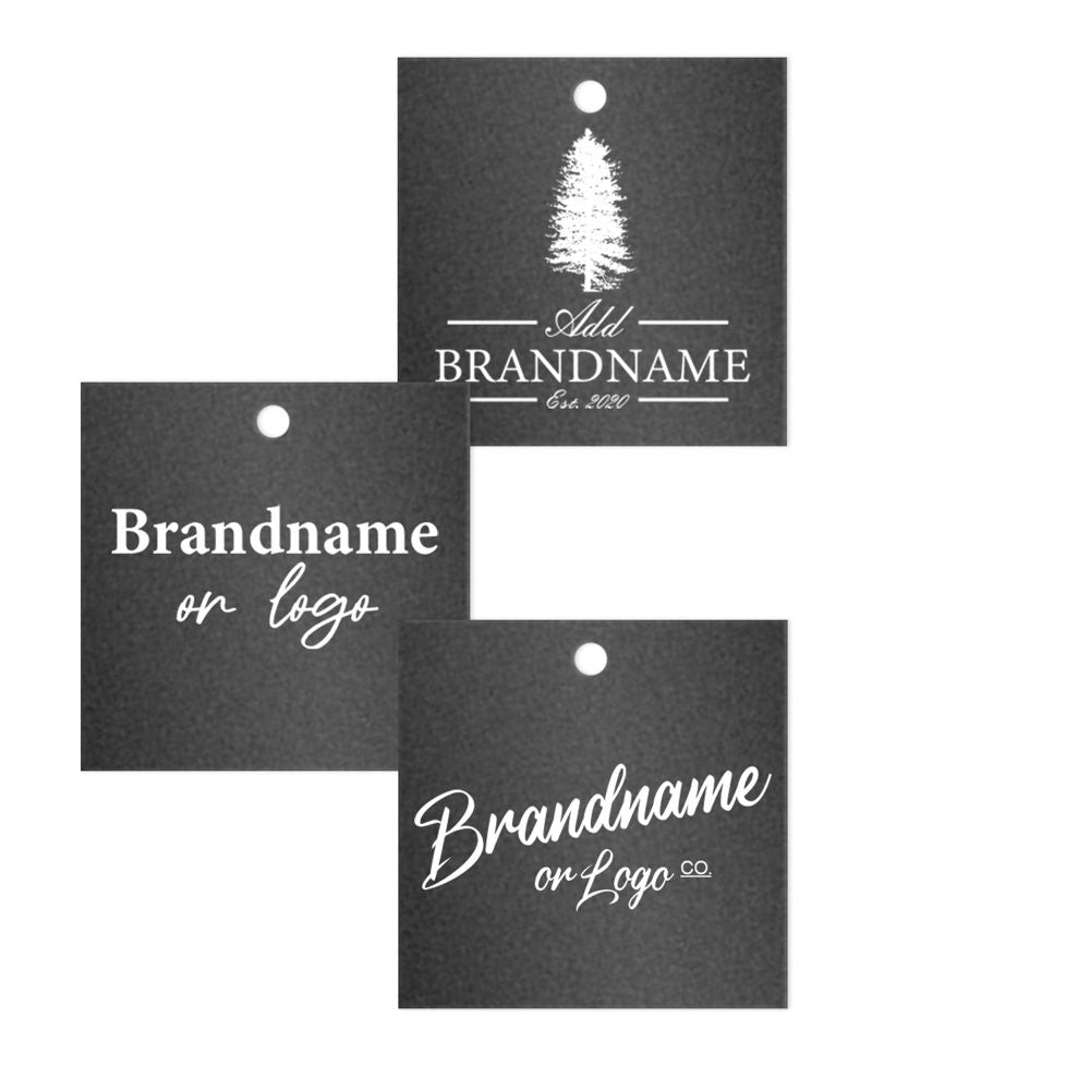 Shimmer Black Custom Hang Tag Square - 2" x 2" (100 pcs)
