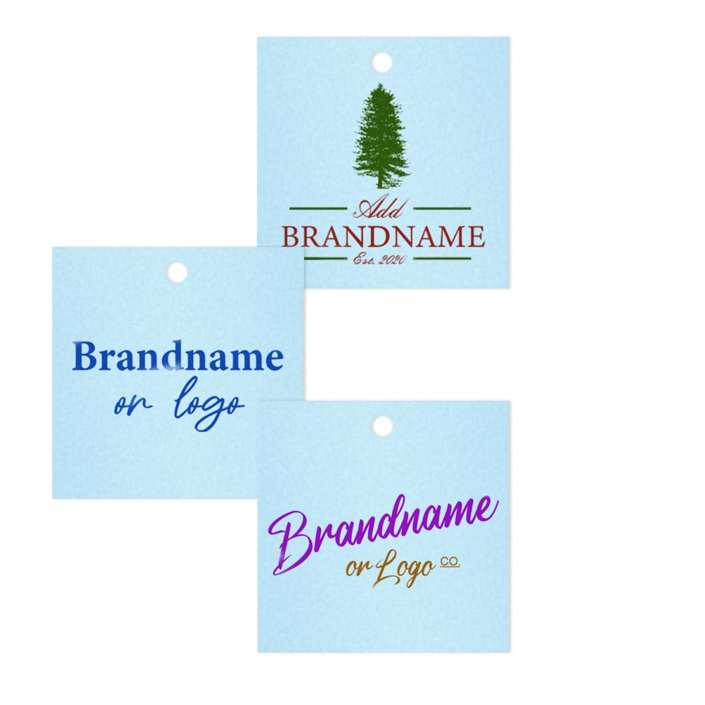 Shimmer Blue Custom Hang Tag Square - 2" x 2" (100 pcs)