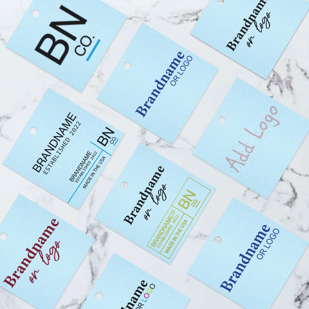 Shimmer Blue Custom Hang Tag Square - 2" x 2" (100 pcs)