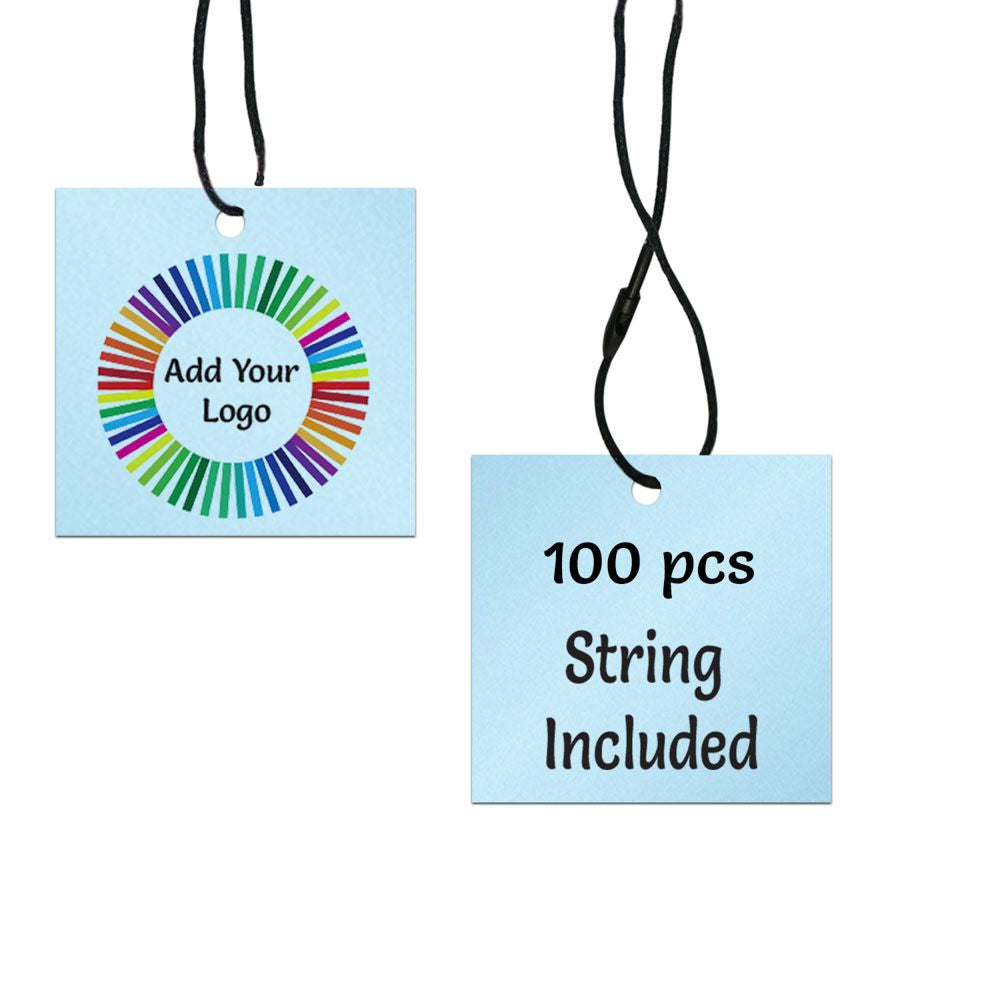 Shimmer Blue Custom Hang Tag Square - 2" x 2" (100 pcs)