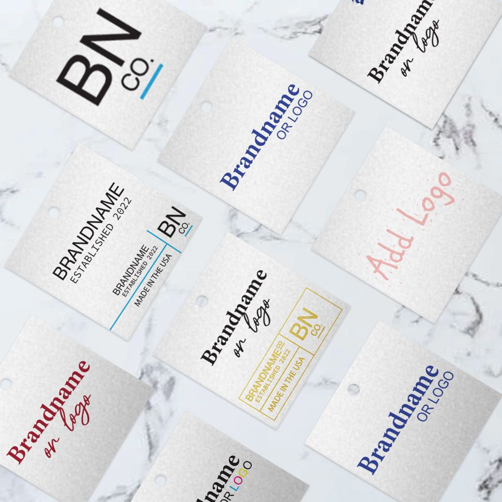 Shimmer Silver Custom Hang Tag Square - 2" x 2" (100 pcs)