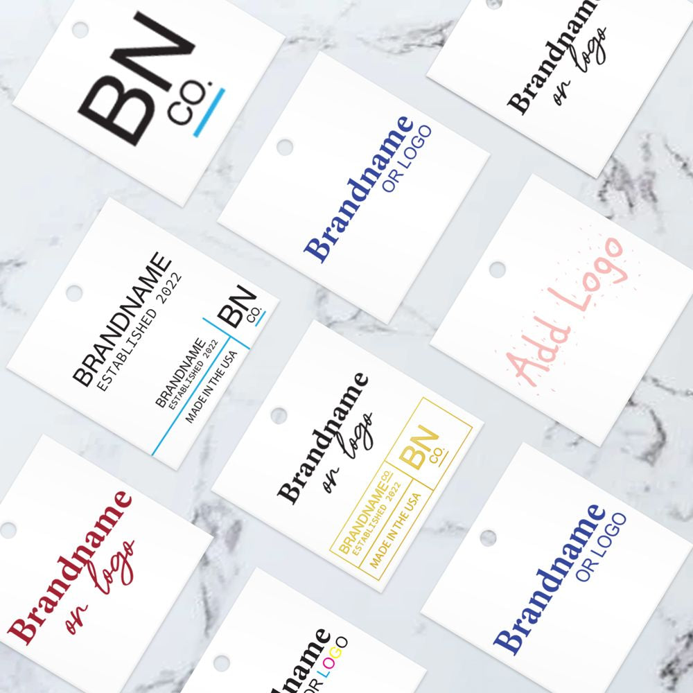 Shimmer White Custom Hang Tag Square - 2" x 2" (100 pcs)