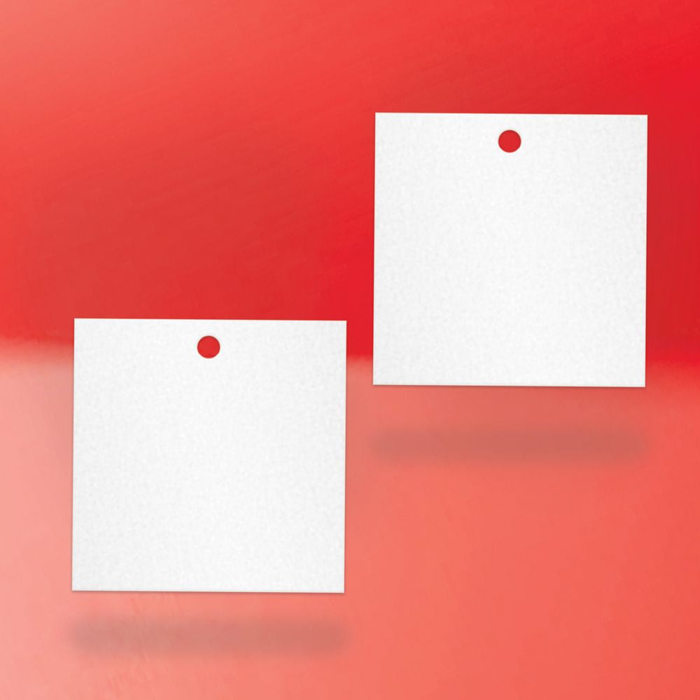 Shimmer White Custom Hang Tag Square - 2" x 2" (100 pcs)