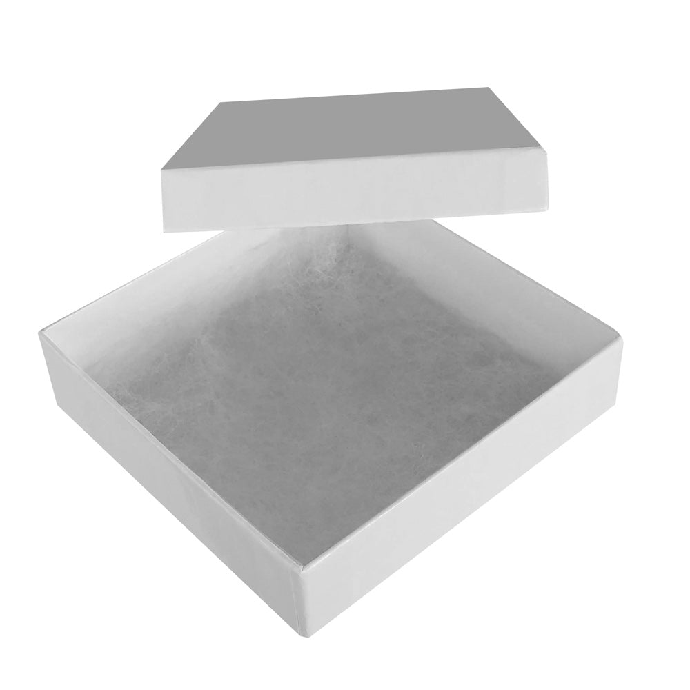 Premium White Chrome Cotton Filled Jewelry Gift Boxes #33