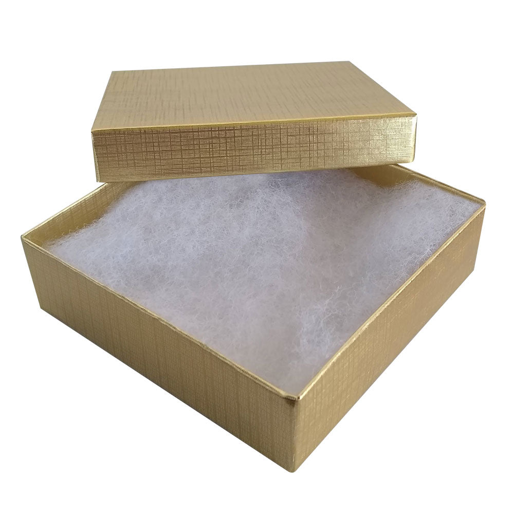 Textured Gold Cotton Filled Jewelry Gift Boxes #33