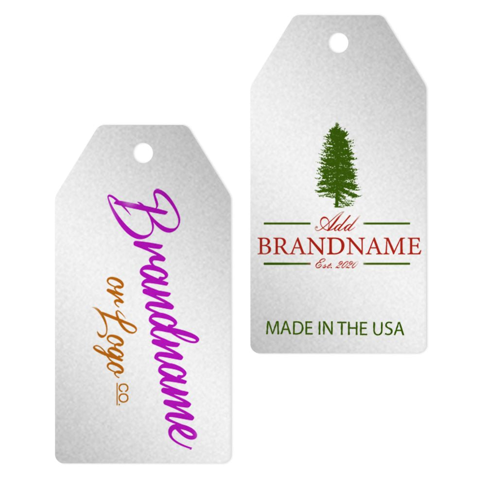 Shimmer Silver Custom Hang Tag Square - 1-1/2" x 3-1/8" (100 pcs)