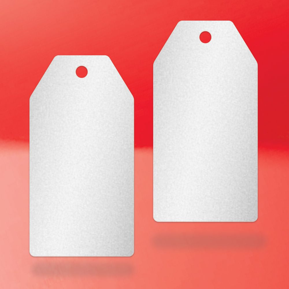 Shimmer Silver Custom Hang Tag Square - 1-1/2" x 3-1/8" (100 pcs)