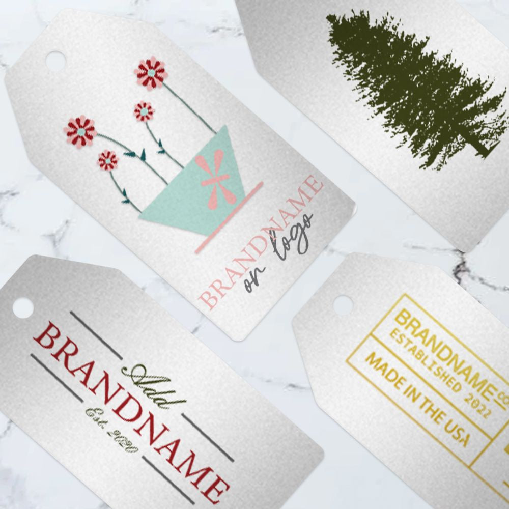 Shimmer Silver Custom Hang Tag Square - 1-1/2" x 3-1/8" (100 pcs)