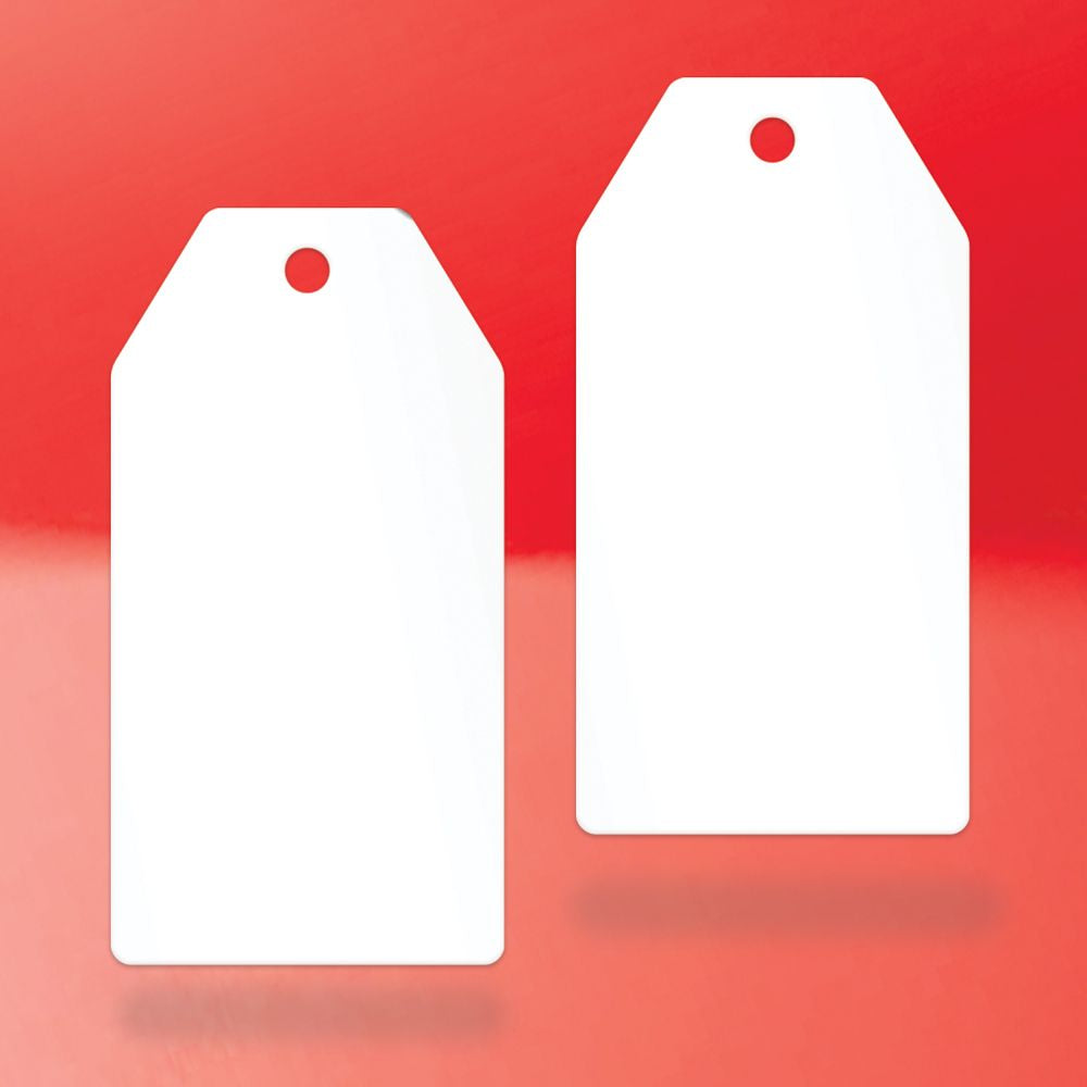 Matte White Custom Hang Tag Square - 1-1/2" x 3-1/8" (100 pcs)