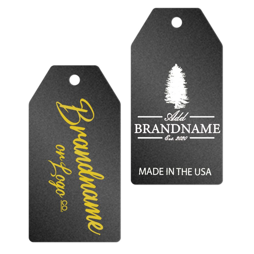 Shimmer Black Custom Hang Tag Square - 1-1/2" x 3-1/8" (100 pcs)