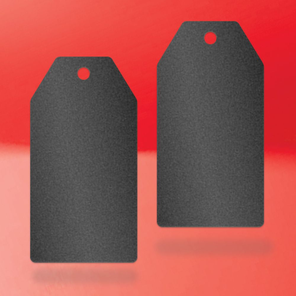 Shimmer Black Custom Hang Tag Square - 1-1/2" x 3-1/8" (100 pcs)