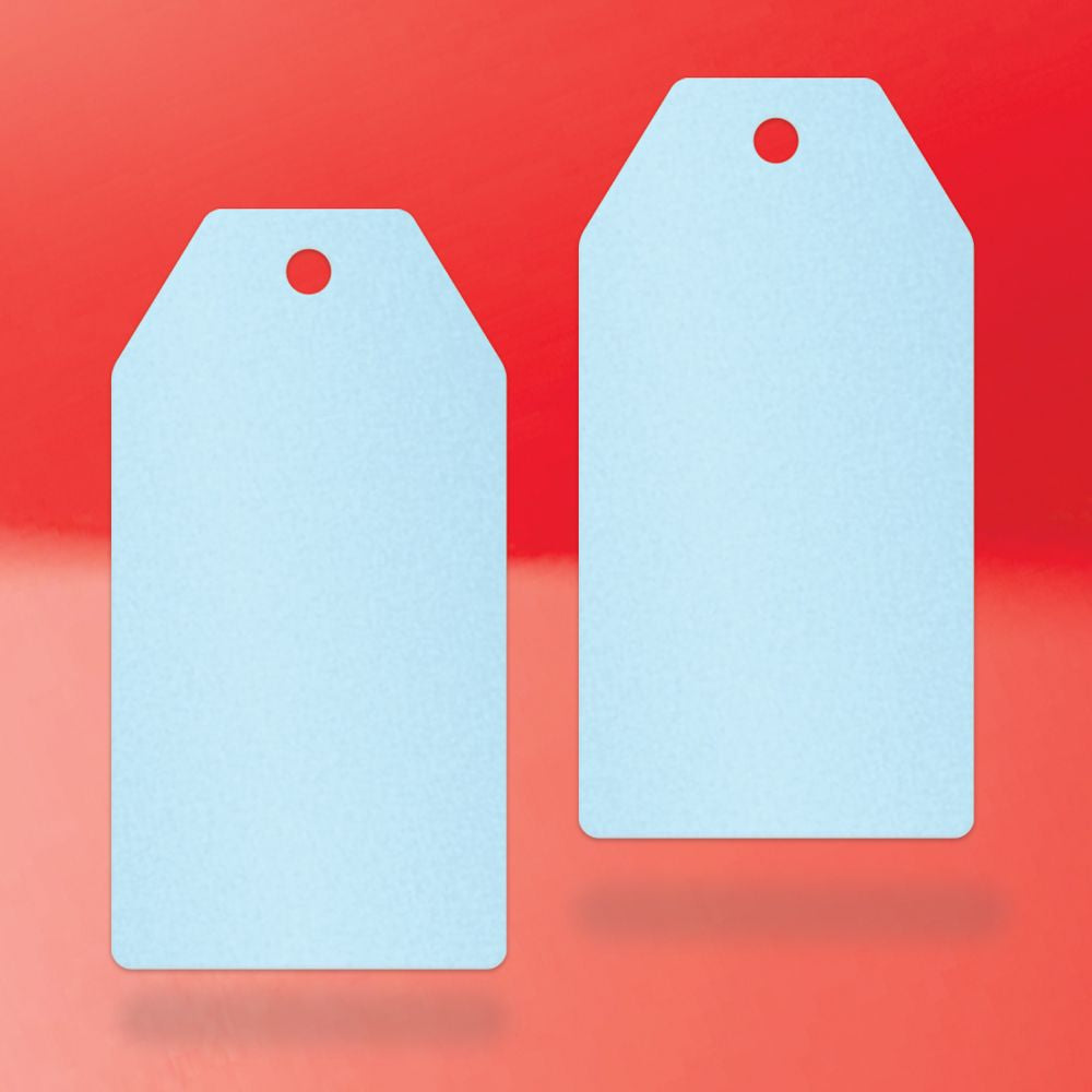 Shimmer Blue Custom Hang Tag Square - 1-1/2" x 3-1/8" (100 pcs)