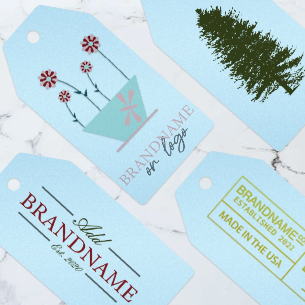 Shimmer Blue Custom Hang Tag Square - 1-1/2" x 3-1/8" (100 pcs)