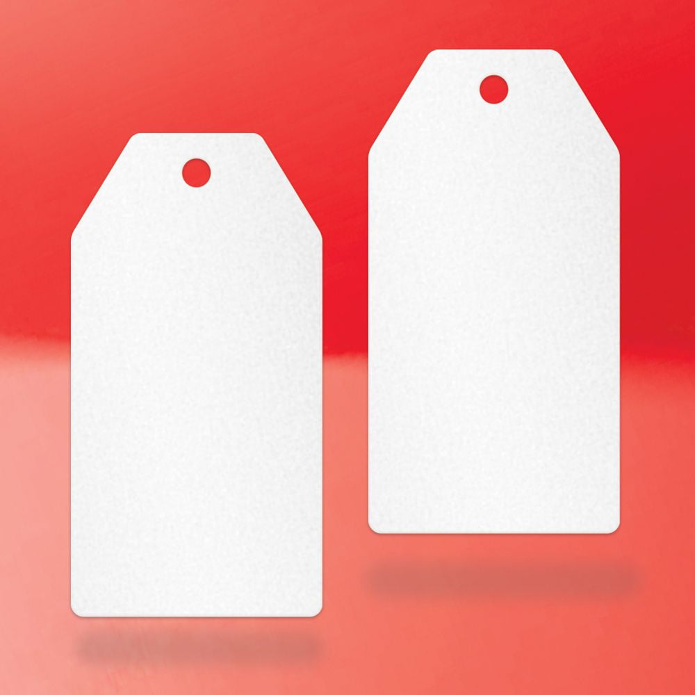 Shimmer White Custom Hang Tag Square - 1-1/2" x 3-1/8" (100 pcs)