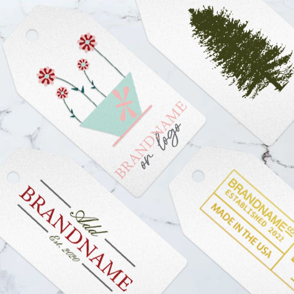 Shimmer White Custom Hang Tag Square - 1-1/2" x 3-1/8" (100 pcs)