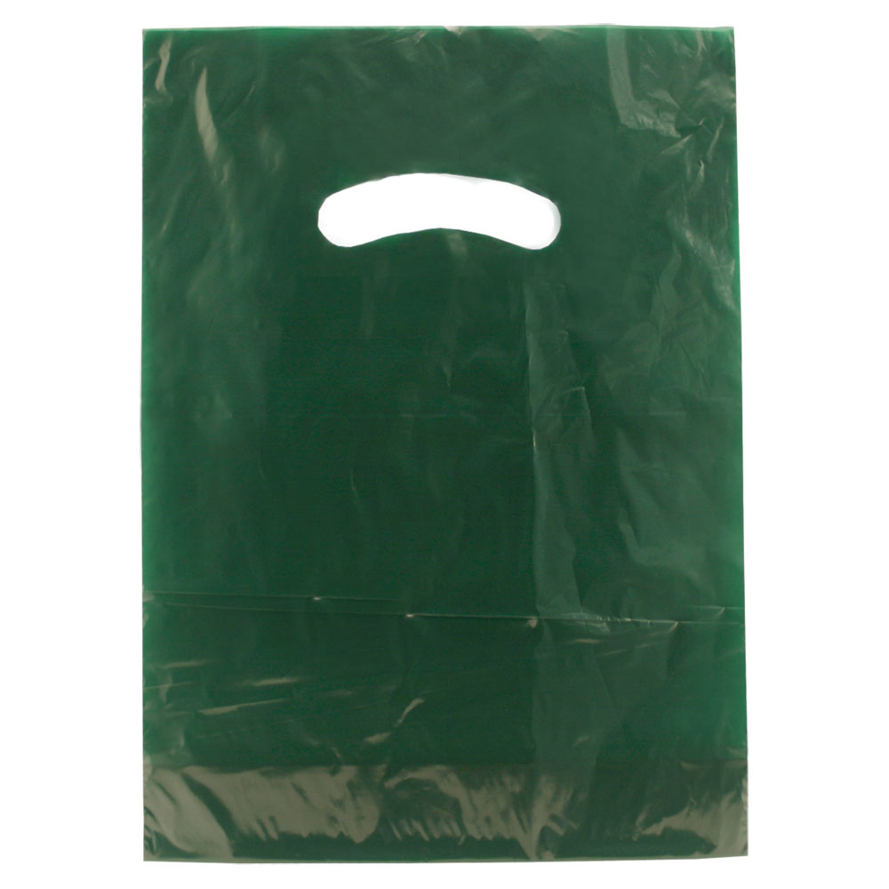 Dark Green Gloss Die Cut Handle Bag 9" x 12" 1000pcs