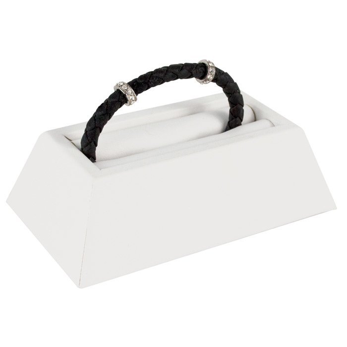 White Leatherette Single Stand Jewelry Bangle Display