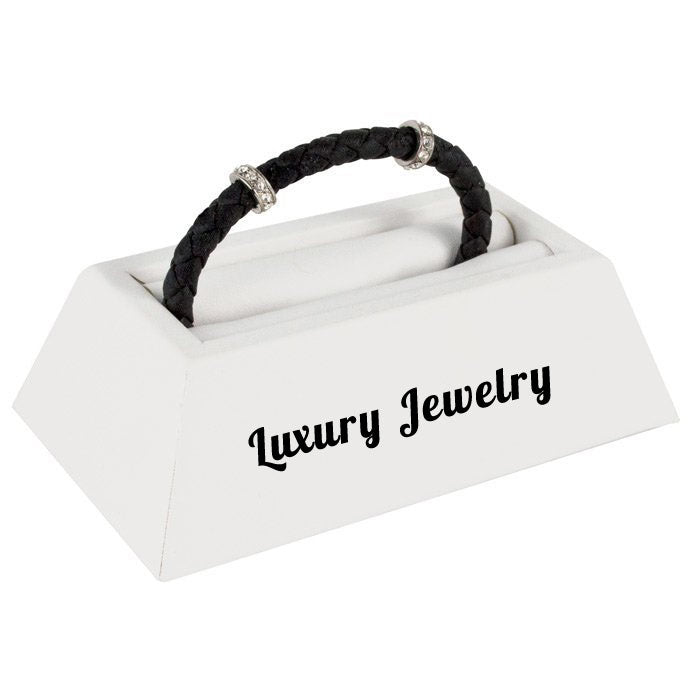 White Leatherette Single Stand Jewelry Bangle Display