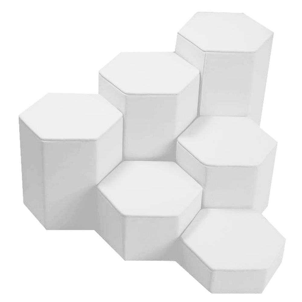 6 Piece White Leatherette Jewelry Display Set Riser Shelf