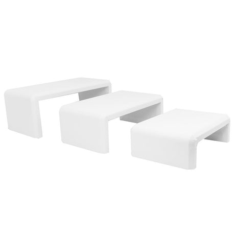 White Leatherette 3 Piece Display Shelf Riser Set