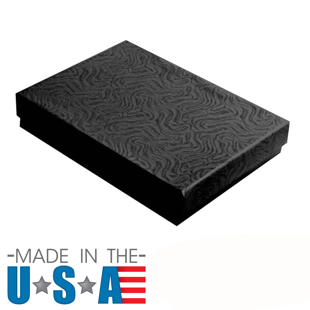Premium Swirl Black Cotton Filled Jewelry Gift Boxes #53
