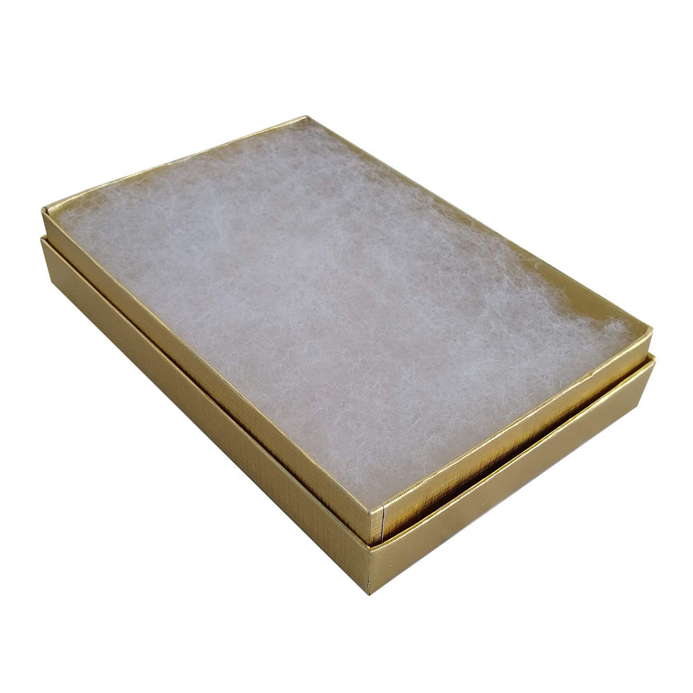 Textured Gold Cotton Filled Jewelry Necklace Gift Boxes #75