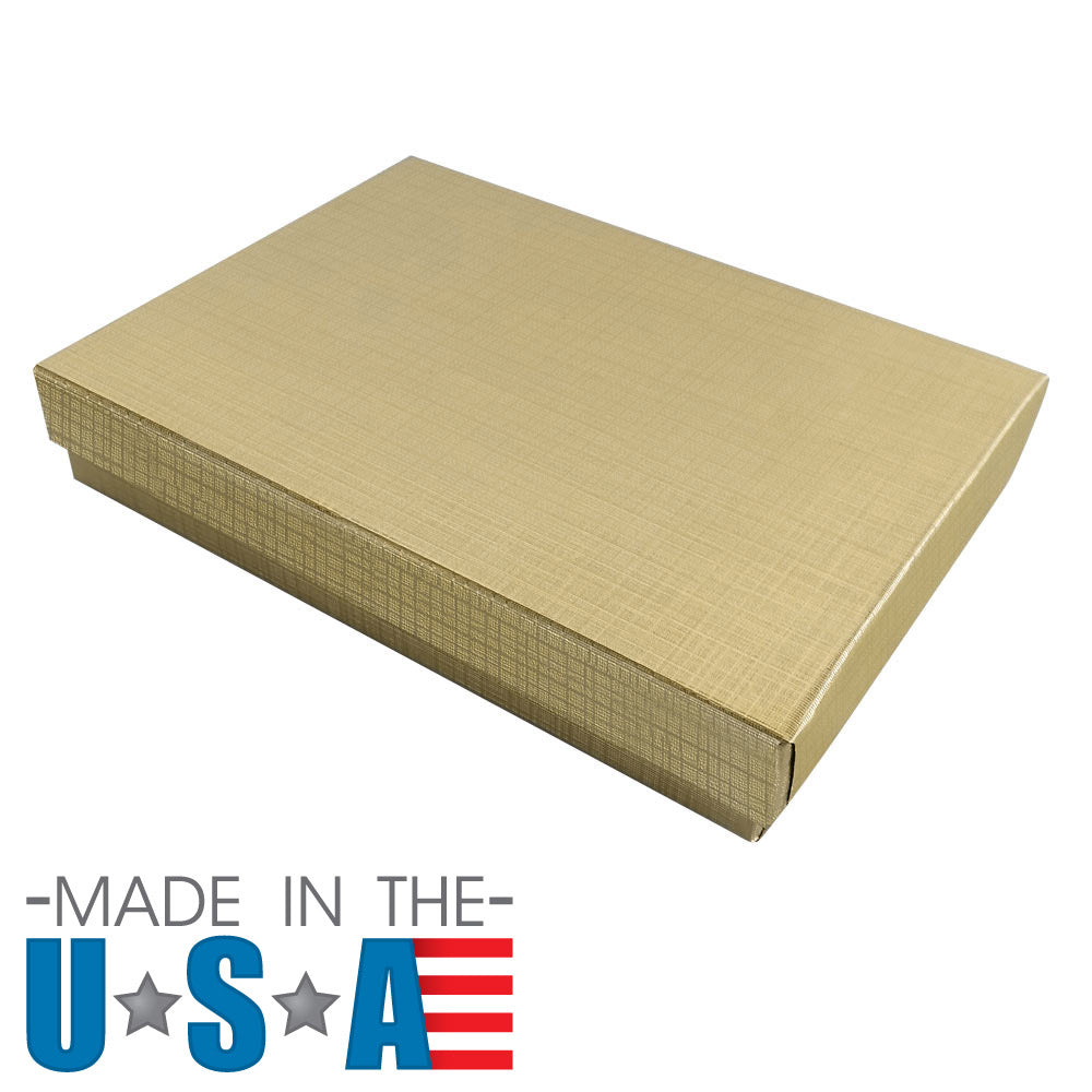 Textured Gold Cotton Filled Jewelry Necklace Gift Boxes #75