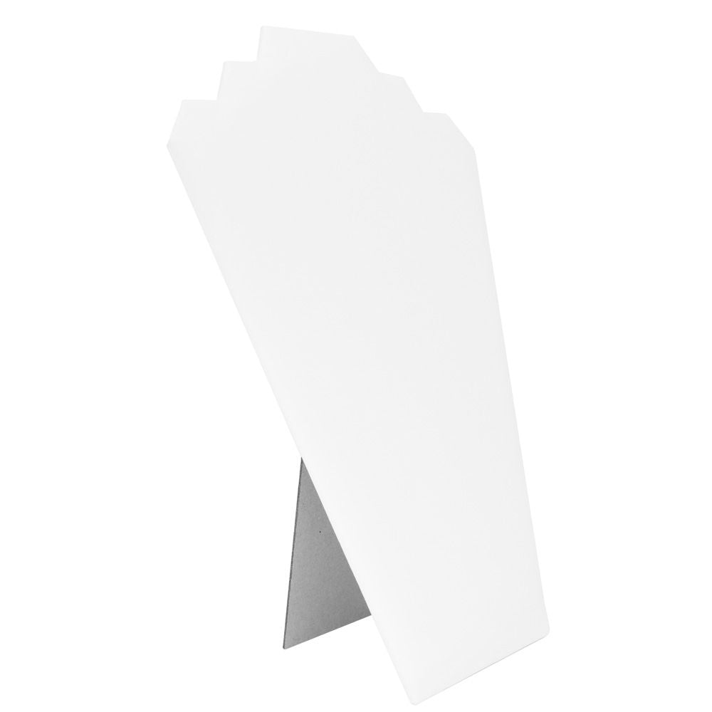 White Leatherette Tiered Jewelry Necklace Display Easel, 12-1/2" Tall