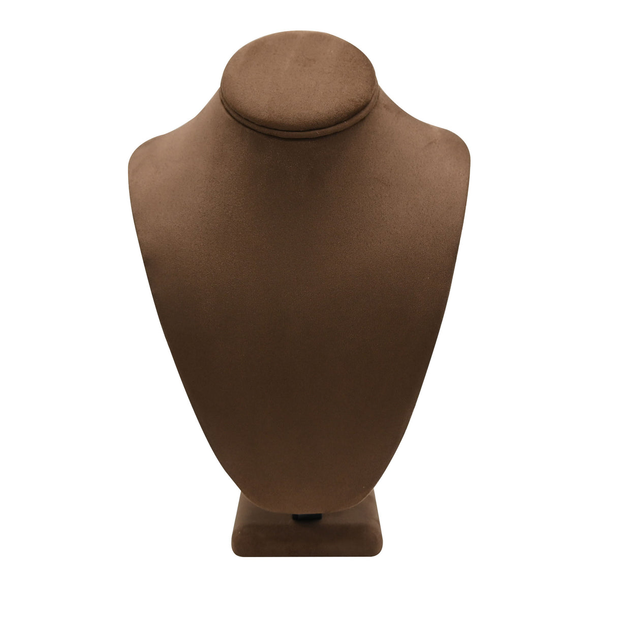 Brown Suede Jewelry Necklace Display Bust - 11" Tall