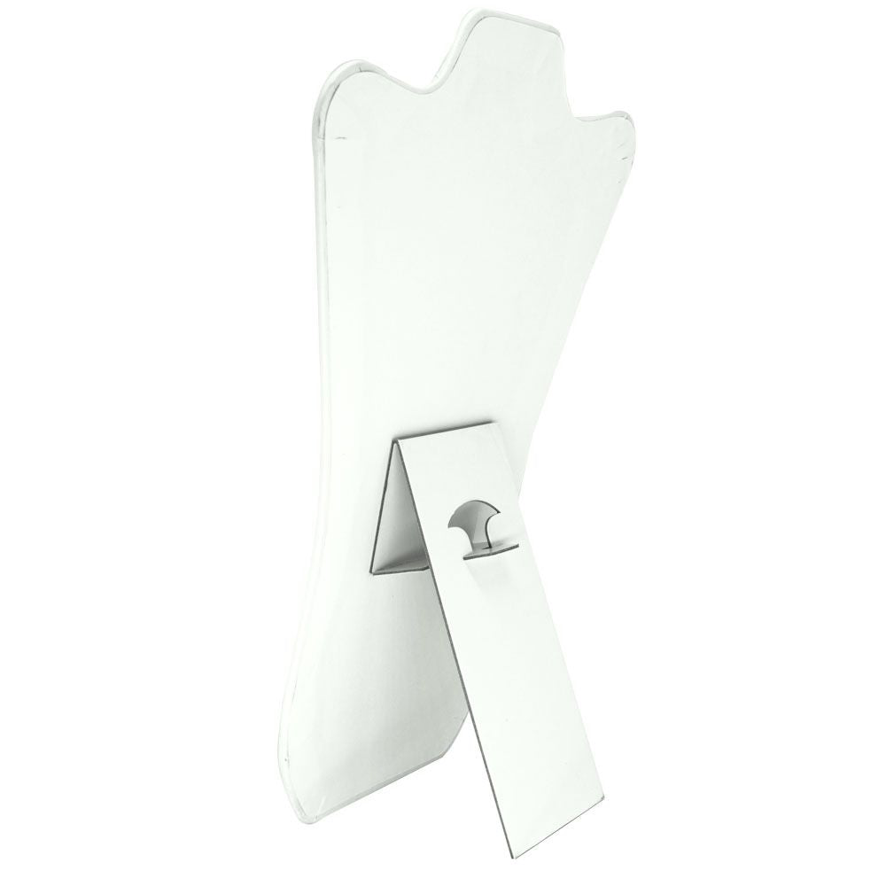 White Leatherette Curved Jewelry Necklace Display Easel, 14" Tall